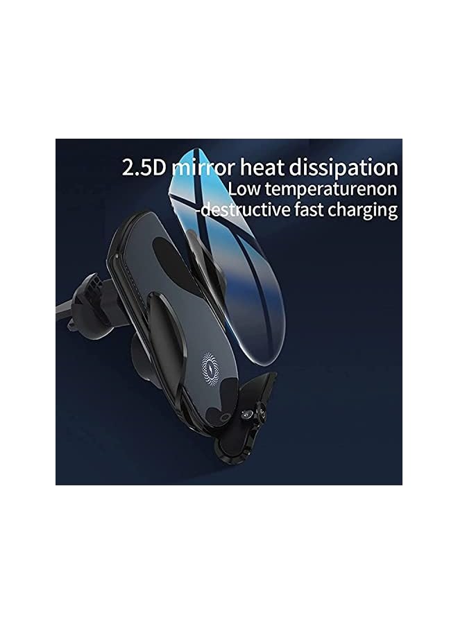 SKY-TOUCH Car Phone Holder With Wireless Car Charger，Charging Car Phone Mount,Magic Clip Car Mobile Phone Wireless Charger Infrared Induction Bracket Smart Navigation Car Bracket Charger Black - Image 5