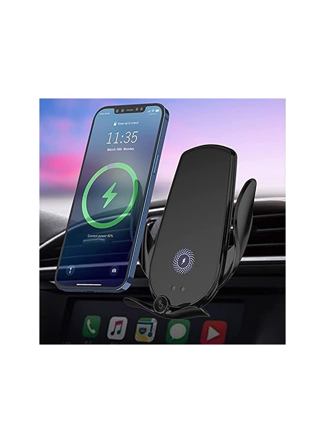 SKY-TOUCH Car Phone Holder With Wireless Car Charger，Charging Car Phone Mount,Magic Clip Car Mobile Phone Wireless Charger Infrared Induction Bracket Smart Navigation Car Bracket Charger Black - Image 2