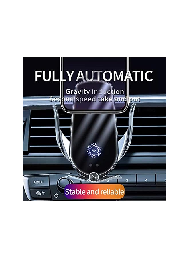 SKY-TOUCH Car Phone Holder With Wireless Car Charger，Charging Car Phone Mount,Magic Clip Car Mobile Phone Wireless Charger Infrared Induction Bracket Smart Navigation Car Bracket Charger Black - Image 4