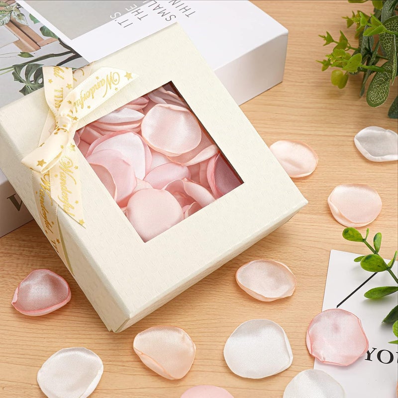 Whaline 300Pcs Silk Rose Petals with Box Blush Champagne Pink White Artificial Flower Petals for Bridal Shower Wedding Aisle Table Centerpieces Reception Tables Romantic Night Decoration - Image 4