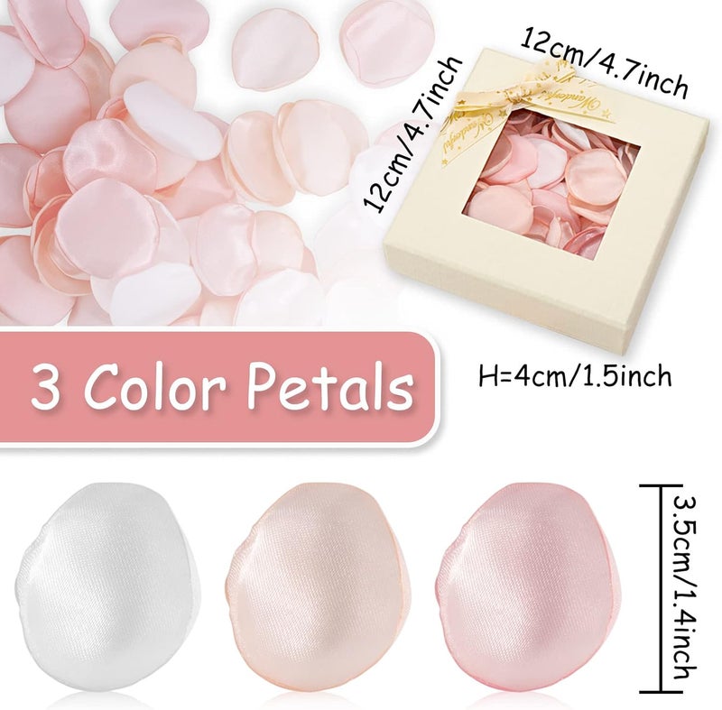Whaline 300Pcs Silk Rose Petals with Box Blush Champagne Pink White Artificial Flower Petals for Bridal Shower Wedding Aisle Table Centerpieces Reception Tables Romantic Night Decoration - Image 2
