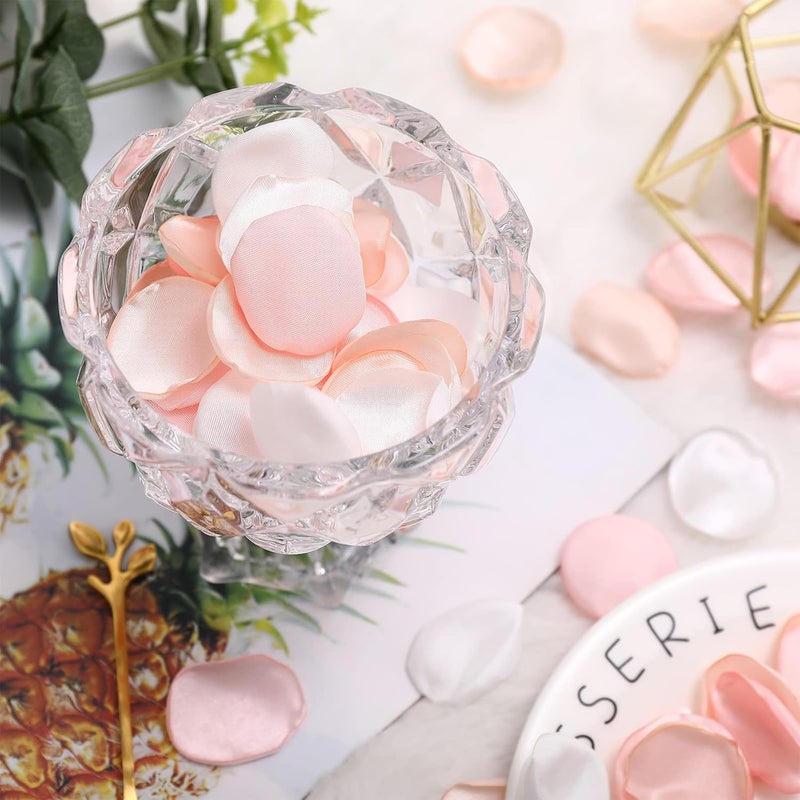 Whaline 300Pcs Silk Rose Petals with Box Blush Champagne Pink White Artificial Flower Petals for Bridal Shower Wedding Aisle Table Centerpieces Reception Tables Romantic Night Decoration - Image 3