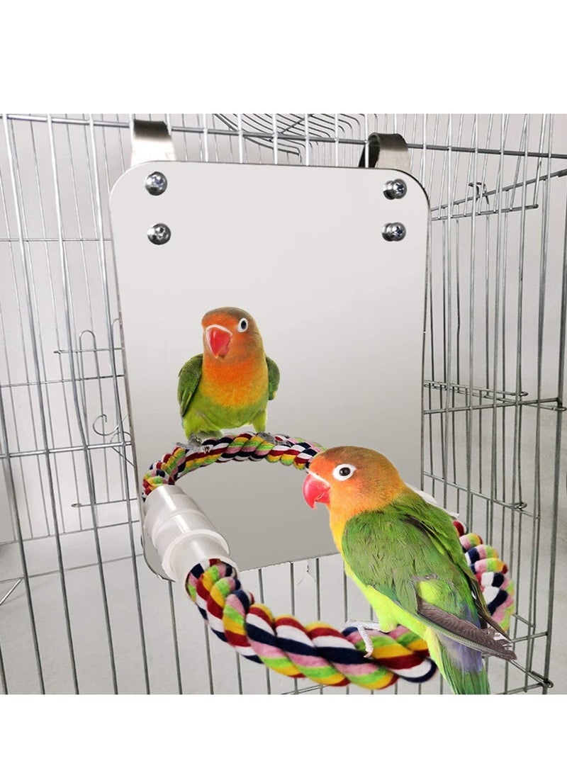 Generic Bird mirror, acrylic, cotton rope, standing stick, pole, bird, toy, bird supplies, utensils, puzzle parrot, nibble toy  - Image 5