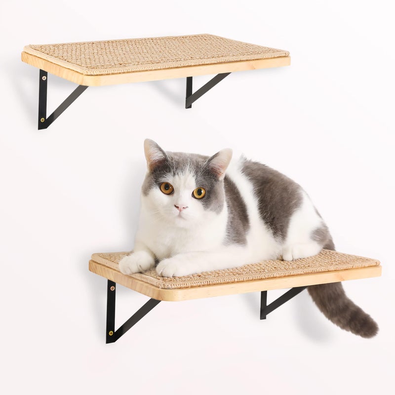 PELUOMOZ 2PCS Cat Wall Shelves with Scratching Mat 166x97 Inch Large Cat Wall Hammock Cats Furniture Shelf Window Perch Wall Mounted Beds for Household Pets Sleeping Playing Climbing