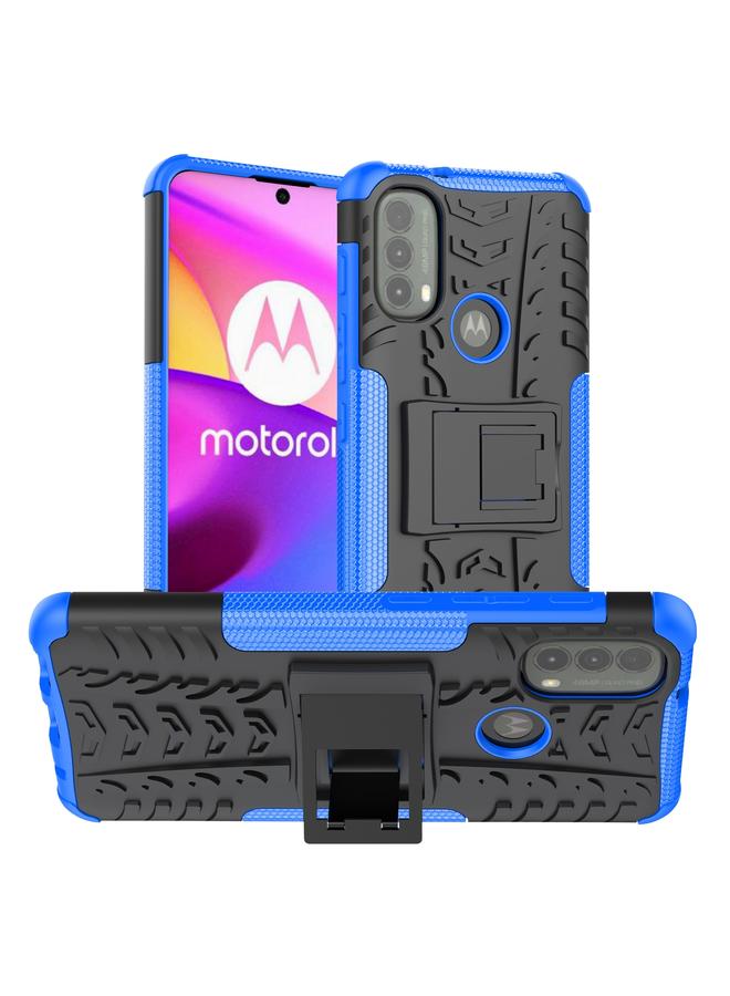 S-TOP Case For Motorola Moto E40 Tire Texture TPU + PC Phone Case with Holder - Image 1
