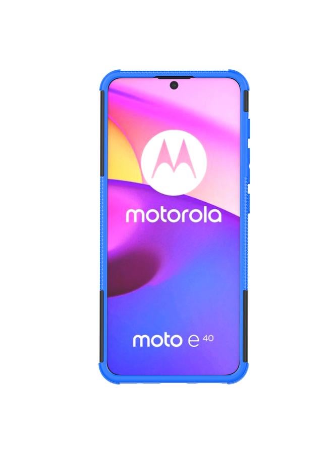 S-TOP Case For Motorola Moto E40 Tire Texture TPU + PC Phone Case with Holder - Image 3