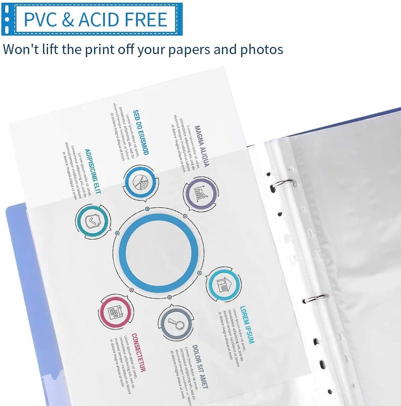 WHNOATOC 300 Micron Sheet Protectors, Plastic Clear Folder Leafs Document Sleeves, Heavyweight Non-Glare, Reinforced 11-Hole, Acid-Free, Archival Safe for Documents and Photos (A-4 Size) (Pack of 75) - Image 4