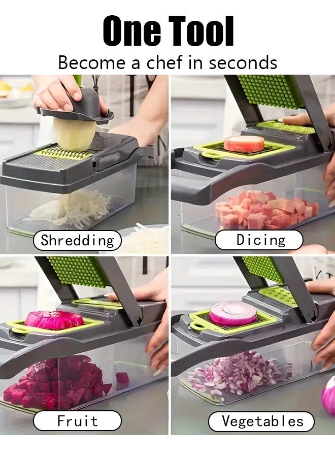 Multifunctional 22-in-1 food cutter, vegetable cutter, professional onion cutter, kitchen vegetable slicer cutter, vegetable cutter grater, carrot and garlic cutter and container  - Image 3