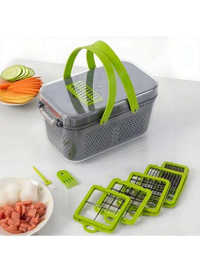 جهاز متعدد الوظائف لقطع الأغذية 22 في 1، وقاطع للخضروات، وجهاز محترف لقطع البصل، وجهاز لقطع الخضار في المطبخ، ومبشرة لقطع الخضار، وجهاز لقطع الجزرة والثوم والحاوية - Image 4