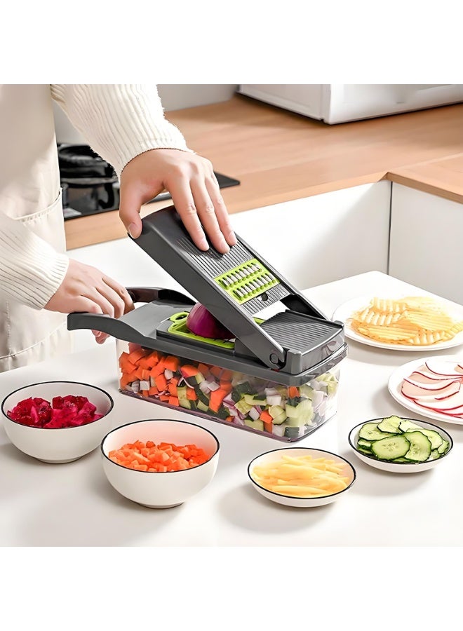 جهاز متعدد الوظائف لقطع الأغذية 22 في 1، وقاطع للخضروات، وجهاز محترف لقطع البصل، وجهاز لقطع الخضار في المطبخ، ومبشرة لقطع الخضار، وجهاز لقطع الجزرة والثوم والحاوية - Image 3