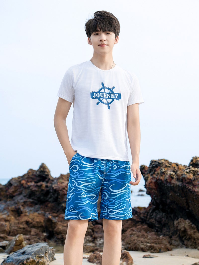 سروال شاطئ للرجال سريع الجفاف لعطلة على الساحل سروال رياضي فضفاض للزوجين شورتات كاجوال للنساء بحجم زائد خمسة نقاط - Image 5