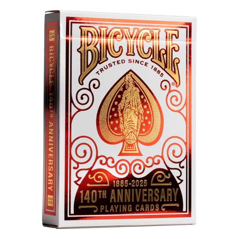 Bicycle 140th Anniversary Playing Cards, Special Edition 1885 Design, Red & Gold Foil Collectible Vintage Deck for Poker, Blackjack & Family Card Games - Image 1