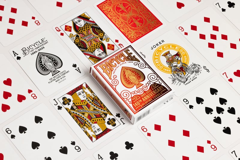 Bicycle 140th Anniversary Playing Cards, Special Edition 1885 Design, Red & Gold Foil Collectible Vintage Deck for Poker, Blackjack & Family Card Games - Image 2