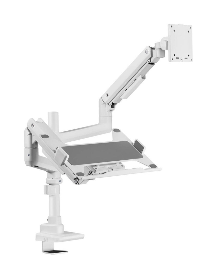 Newstar 91-LDT69C024PML Heavy-Duty Monitor Arm with Laptop Holder, 17"-49" Fit Screen Size, 20kg Weight Capacity (Per Screen), 9kg Max Laptop Weight, VESA Compatible, White | 91-LDT69C024PML - Image 3