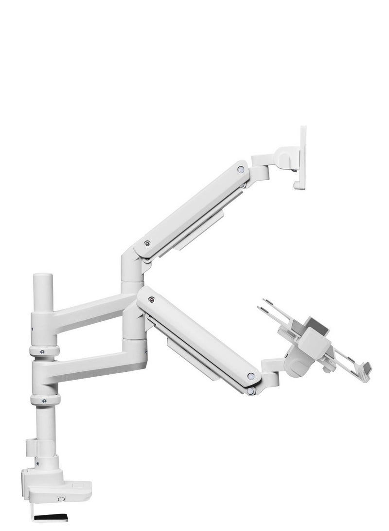 Newstar 91-LDT69C024PML Heavy-Duty Monitor Arm with Laptop Holder, 17"-49" Fit Screen Size, 20kg Weight Capacity (Per Screen), 9kg Max Laptop Weight, VESA Compatible, White | 91-LDT69C024PML - Image 4