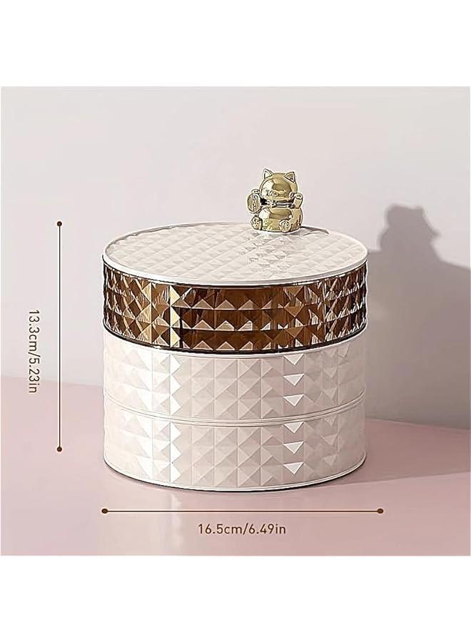 هوكور صينية تقديم الوجبات الخفيفة من بايبي مجموعة حاويات الحلوى والمكسرات فاكهة دوارة ثلاث طبقات لغرفة المعيشة صندوق حلوى الفاكهة والوجبات جافة بلاستيك ذهبي - Image 3