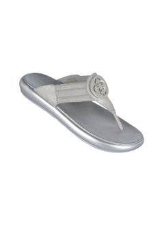 Michelle Morgan Ladies Elegant Thong Flat Heel Slipon Silver 36