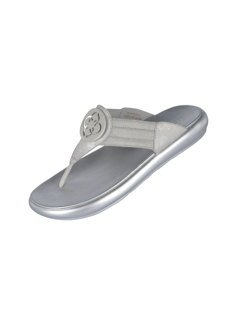 Michelle Morgan - Michelle Morgan Ladies Elegant Thong Flat Heel Slipon Silver 36 - Image 1