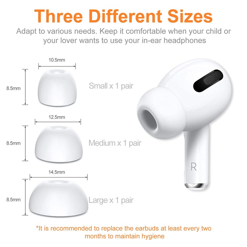 Link Dream 6 Pieces Replacement Ear Tips for AirPods Pro/AirPods Pro 2 Silicon Ear Buds Tips with Portable Storage Box (S/M/L 3 Pairs) - Image 5