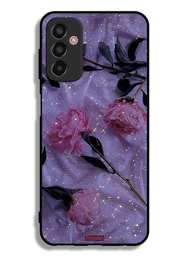 Tolwak Samsung Galaxy M13 Protective Case Cover Glitter Roses - Image 2
