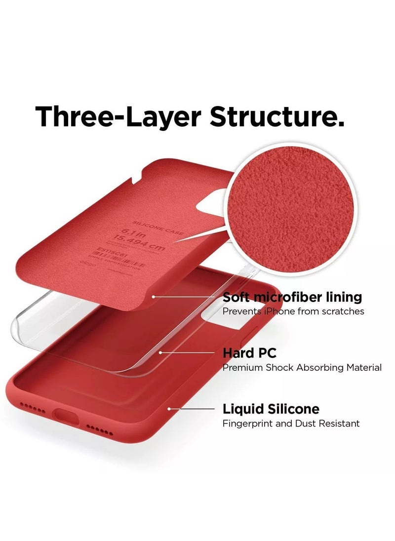 Generic - Three-Layer Structure Shockproof Protective Case Cover for iPhone 11 Red  Anti-Fingerprint Anti-Drop Anti-Scratch Comfortable Grip Shock Absorption Hard Back Anti-Burst Ultra Thin Full Cover Case Compatible with iPhone 11 Red - Image 1