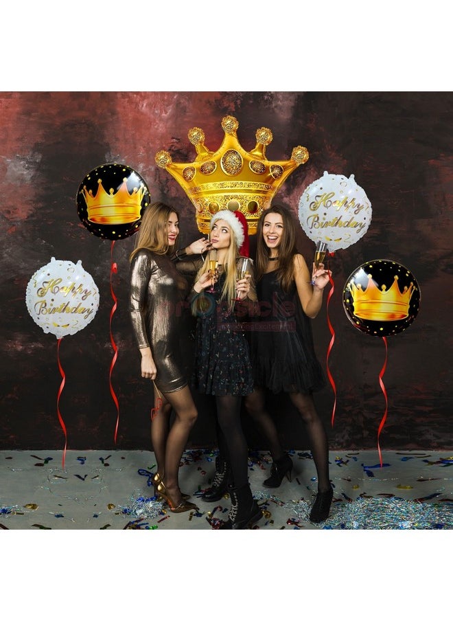 Propsicle - Propsicle Happy Birthday Foil Golden Crown Balloon Pack of 5 Set Birthday Decoration For Kids Theme Party Princess Queen Kid Birthday Item… - Image 1