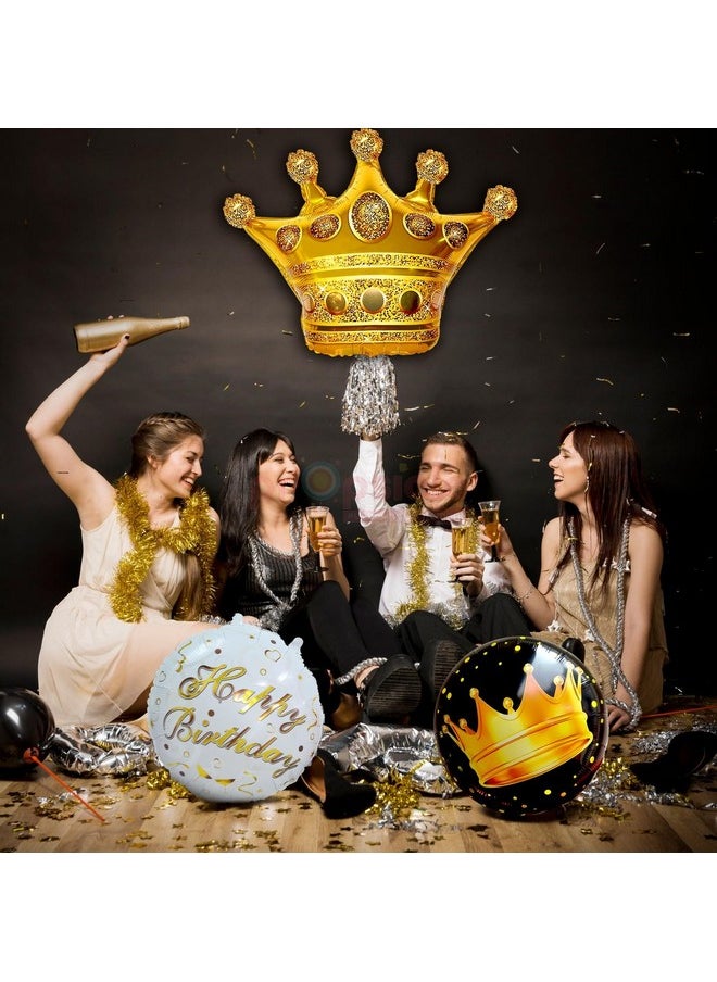 Propsicle - Propsicle Happy Birthday Foil Golden Crown Balloon Pack of 5 Set Birthday Decoration For Kids Theme Party Princess Queen Kid Birthday Item… - Image 1