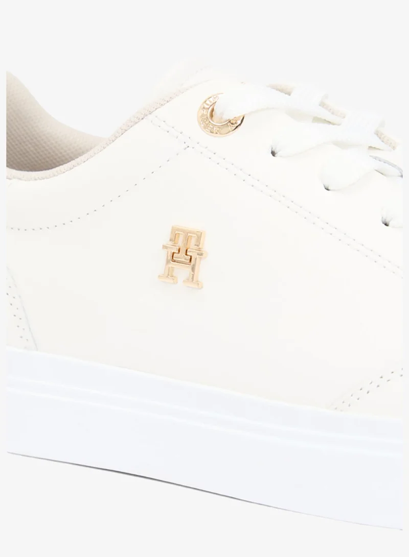 Tommy Hilfiger Ecru Leather TH Monogram Cupsole Trainers for Women | Best Price UAE