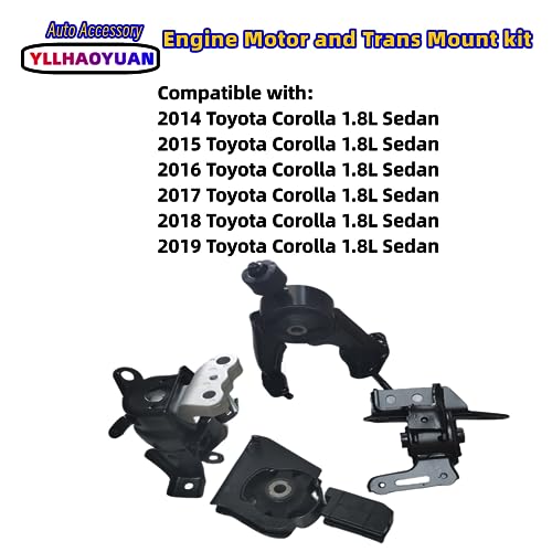 Yllhaoyuan Complete Engine Mount Set of 4 Compatible with 20142019 Corolla 18L Sedan CVT Replaces EMT9875 A42019 A62023 A42026 - Image 3