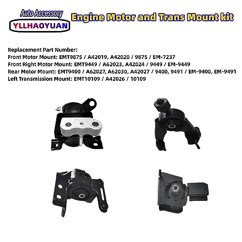 Yllhaoyuan Complete Engine Mount Set of 4 Compatible with 20142019 Corolla 18L Sedan CVT Replaces EMT9875 A42019 A62023 A42026 - Image 5