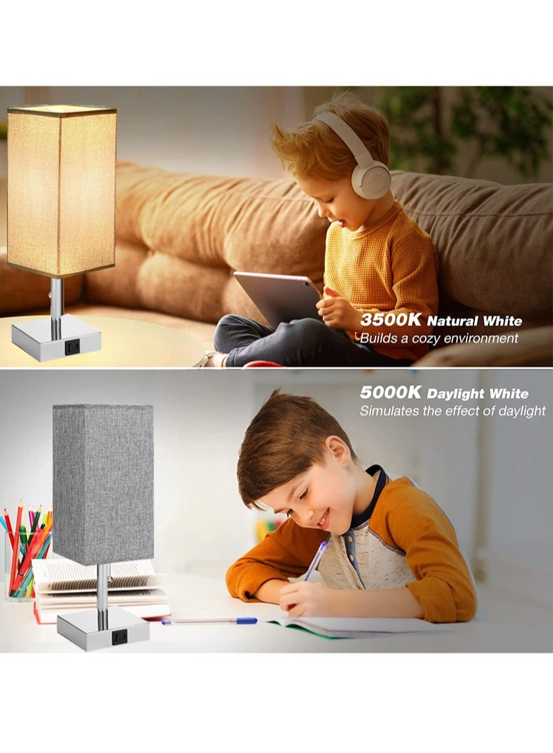 شاربدو منافذ USB A C شحن غطاء القماش مصباح الطاولة مع 3 درجات حرارة اللون لمبة LED ، التحكم باللمس عكس الضوء - Image 5
