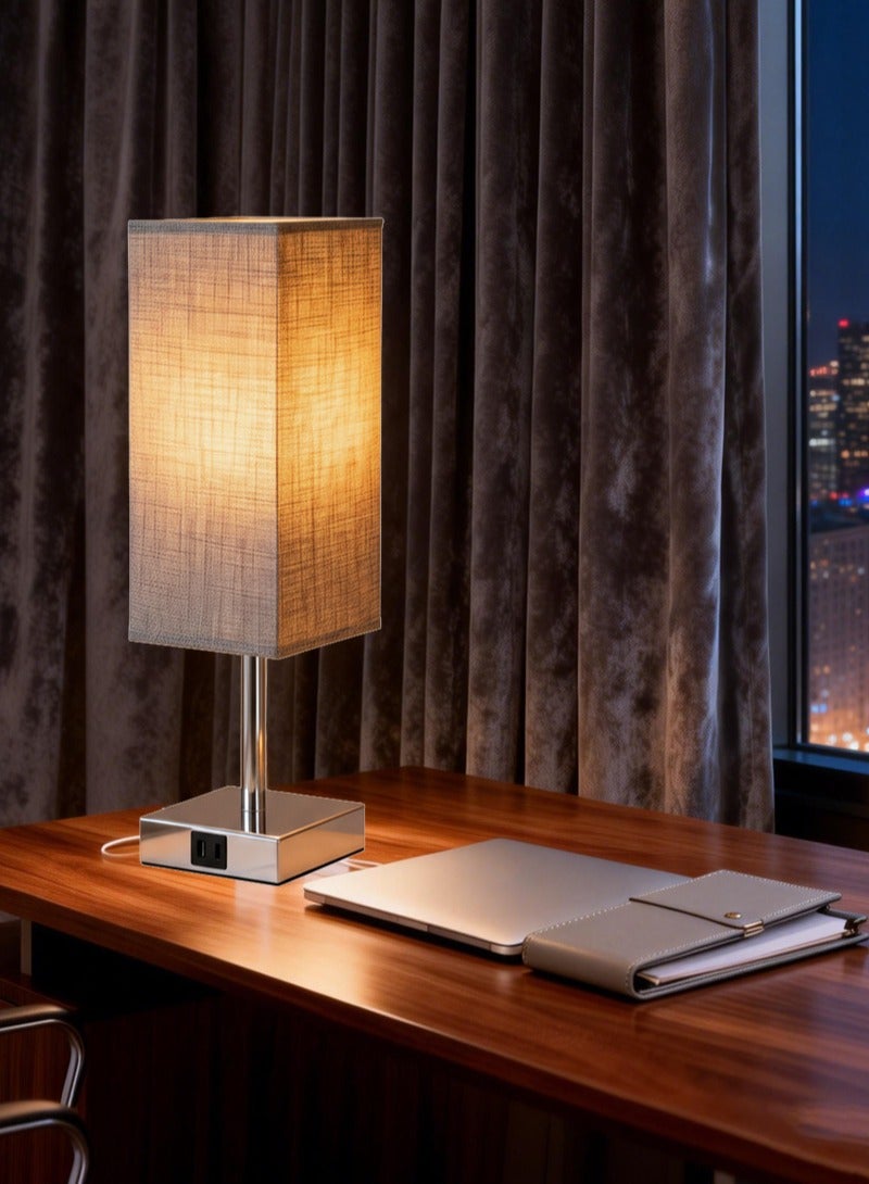 Sharpdo USB A+C Ports Charging Cloth Cover Table Lamp with 3 Color Temperatures LED Bulb, Touch Control Dimmable - Image 4