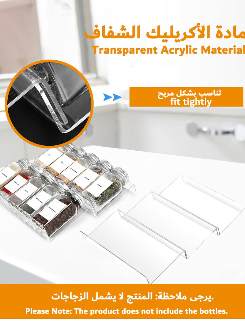 Large Spice Drawer Organizer 6 Pcs, Acrylic Seasoning Drawer Organizer, In Drawer Seasoning Rack Expandable From 33 CM to 66 CM, Kitchen Spice Rack for Drawer (Jars not included), Clear - Image 5