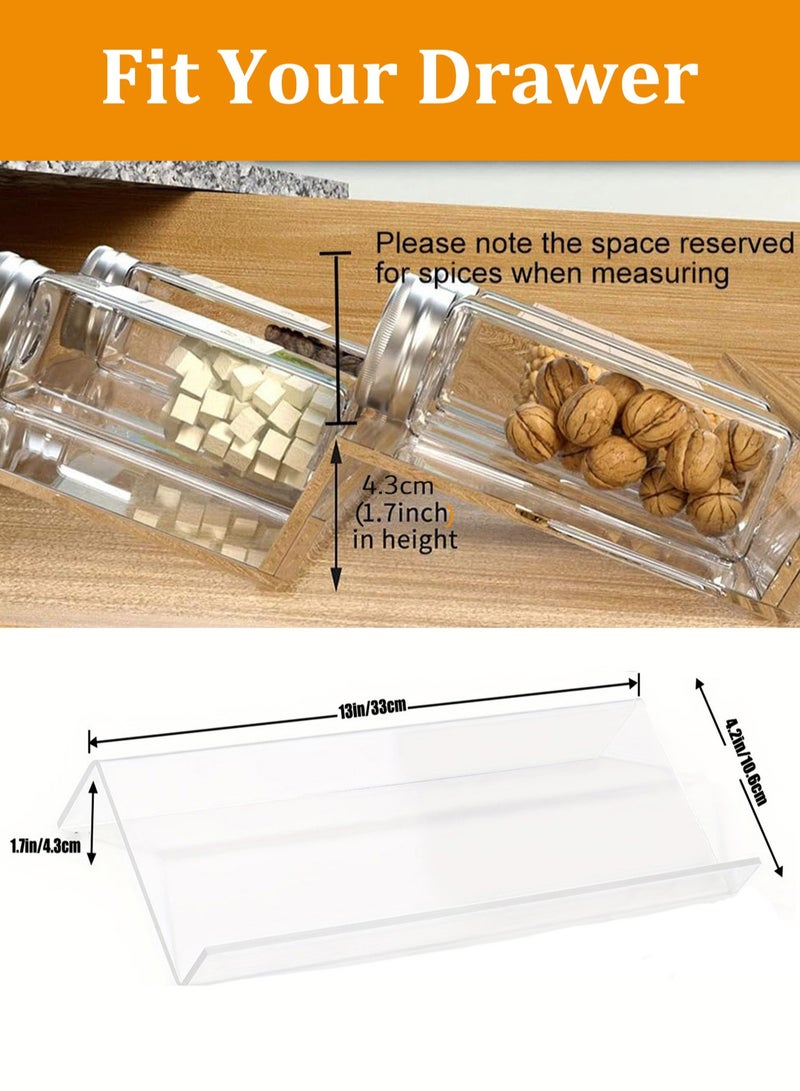 Large Spice Drawer Organizer 6 Pcs, Acrylic Seasoning Drawer Organizer, In Drawer Seasoning Rack Expandable From 33 CM to 66 CM, Kitchen Spice Rack for Drawer (Jars not included), Clear - Image 3
