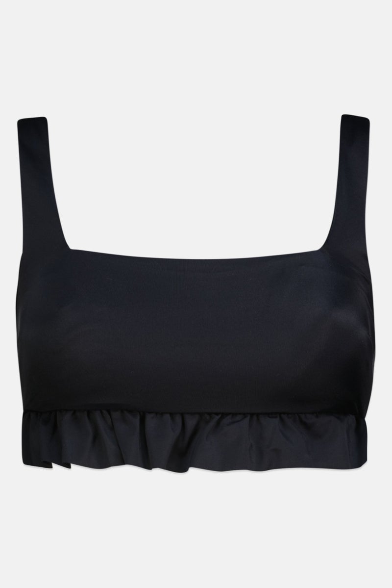 Asos Design Women Square Neck  Solid Bikini Top, Black  - Image 1