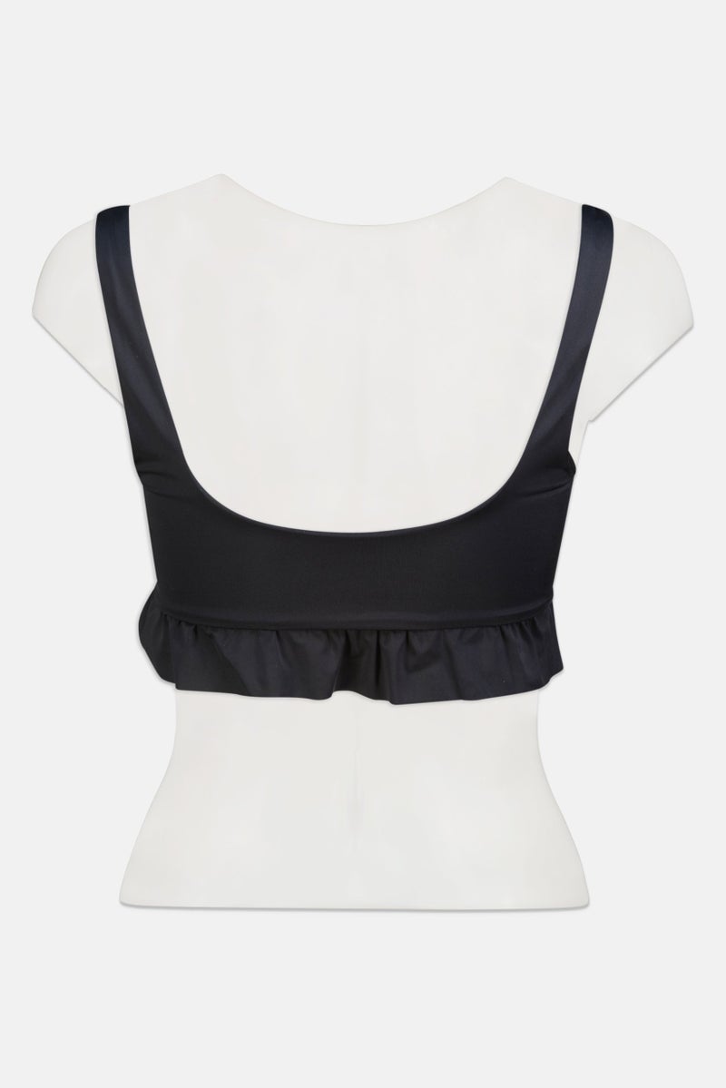 Asos Design Women Square Neck  Solid Bikini Top, Black  - Image 2