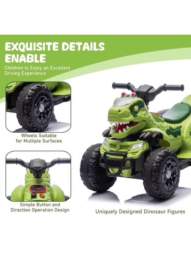 تراك سيفن 12 فولت دراجة رباعية للأطفال بتصميم ديناصور، لعبة ركوب، دراجة رباعية 4 عجلات، وظيفة التعليم المبكر بالموسيقى، عرض الطاقة، قيادة آمنة، ألعاب خارجية للأولاد والبنات - Image 3