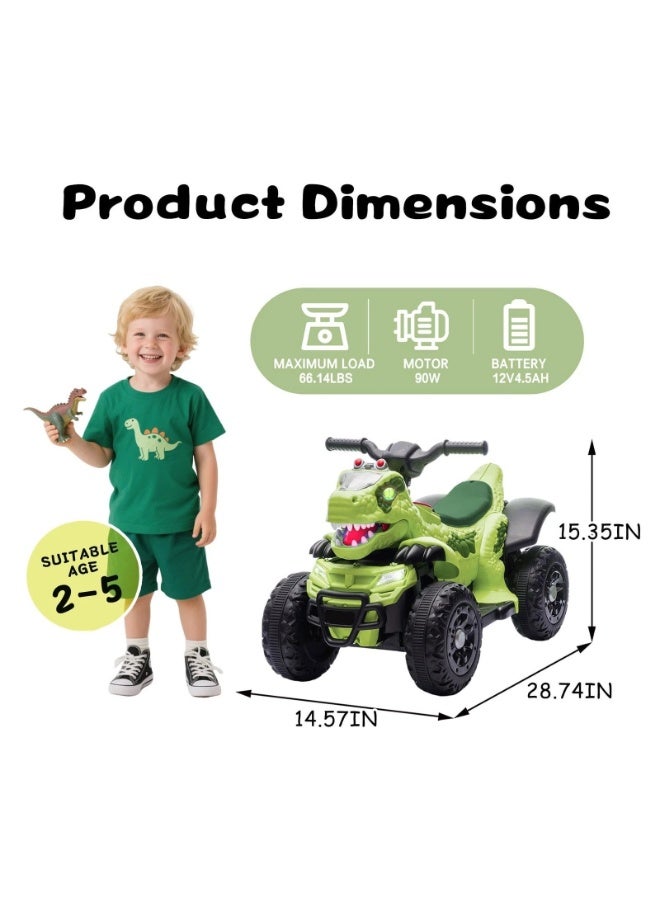 تراك سيفن 12 فولت دراجة رباعية للأطفال بتصميم ديناصور، لعبة ركوب، دراجة رباعية 4 عجلات، وظيفة التعليم المبكر بالموسيقى، عرض الطاقة، قيادة آمنة، ألعاب خارجية للأولاد والبنات - Image 4