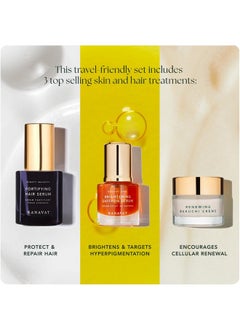 RANAVAT BOTANICS RANAVAT BOTANICS RANAVAT Royal Trio Travel Size Gift Set - Brightening Saffron Face Serum, Renewing Bakuchi Face Cream & Fortifying Hair Serum (3 Count)  - Image 3