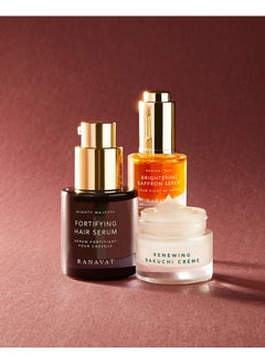 RANAVAT BOTANICS RANAVAT BOTANICS RANAVAT Royal Trio Travel Size Gift Set - Brightening Saffron Face Serum, Renewing Bakuchi Face Cream & Fortifying Hair Serum (3 Count)  - Image 5