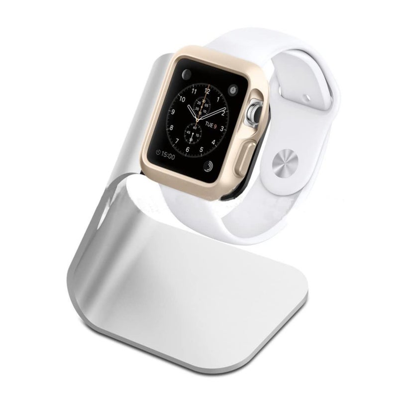Silver 2 Pcs Watch Charging Stand Portable Aluminum Alloy Charger Accessory - Image 3