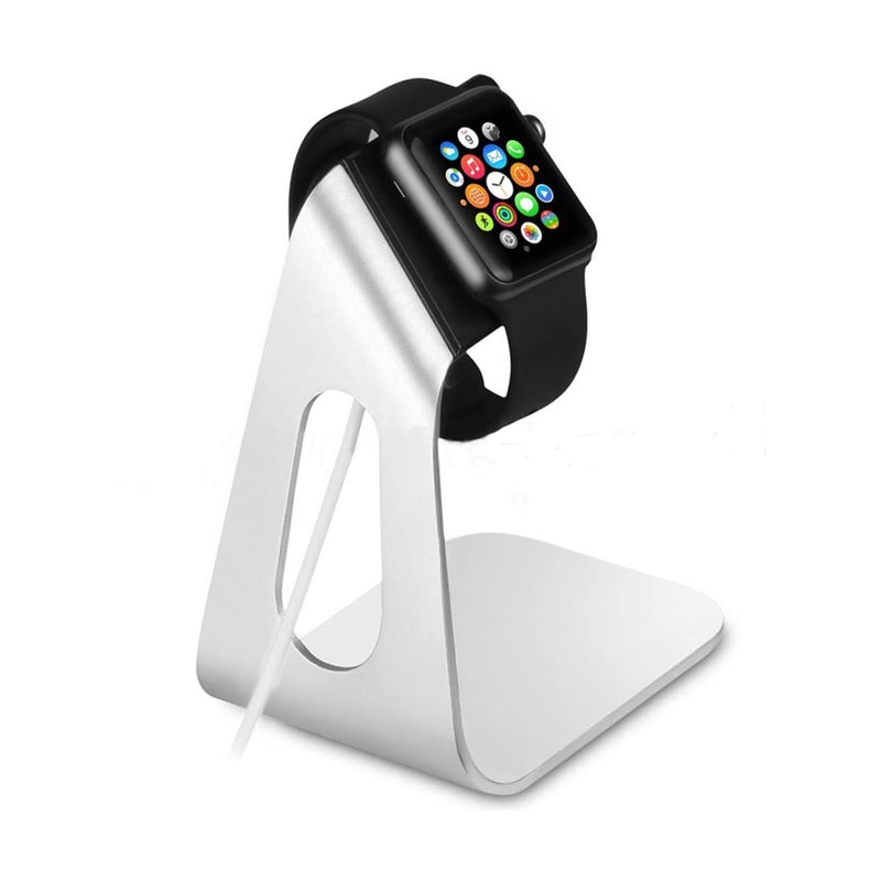 Silver 2 Pcs Watch Charging Stand Portable Aluminum Alloy Charger Accessory - Image 4