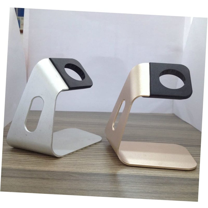 Silver 2 Pcs Watch Charging Stand Portable Aluminum Alloy Charger Accessory - Image 5