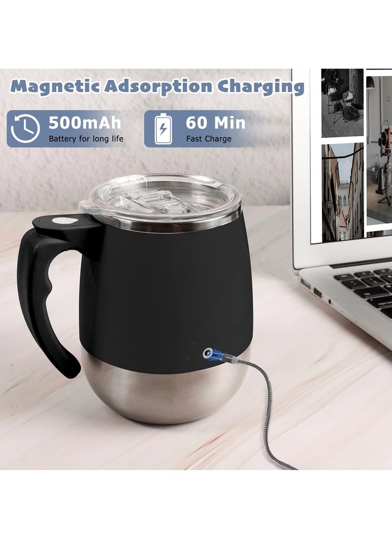 KASTWAVE Rechargeable Self-Stirring Mug: Automatic Magnetic Coffee Mixer with Transparent Lid Waterproof Stainless Steel Electric Cup for Milk/Coffee/Cocoa Ideal for Office/Home  - Image 3