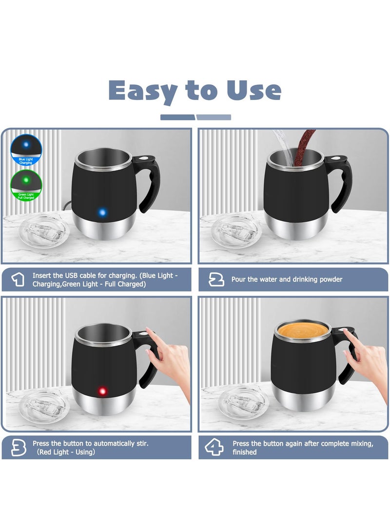 KASTWAVE Rechargeable Self-Stirring Mug: Automatic Magnetic Coffee Mixer with Transparent Lid Waterproof Stainless Steel Electric Cup for Milk/Coffee/Cocoa Ideal for Office/Home  - Image 5