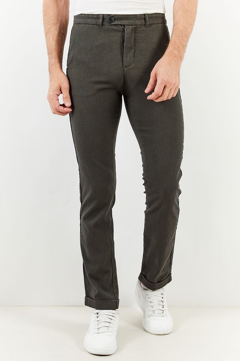IKKS Men Slim Fit Solid Trouser Pants, Charcoal - Image 1