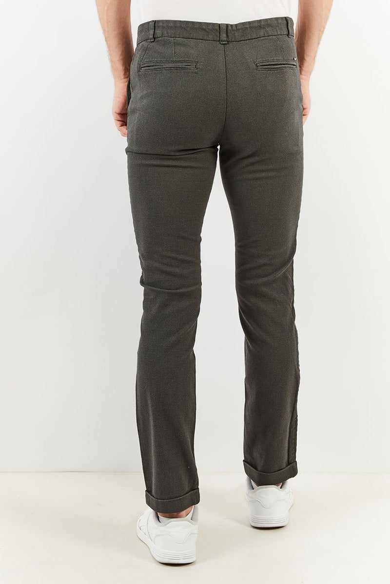 IKKS Men Slim Fit Solid Trouser Pants, Charcoal - Image 2
