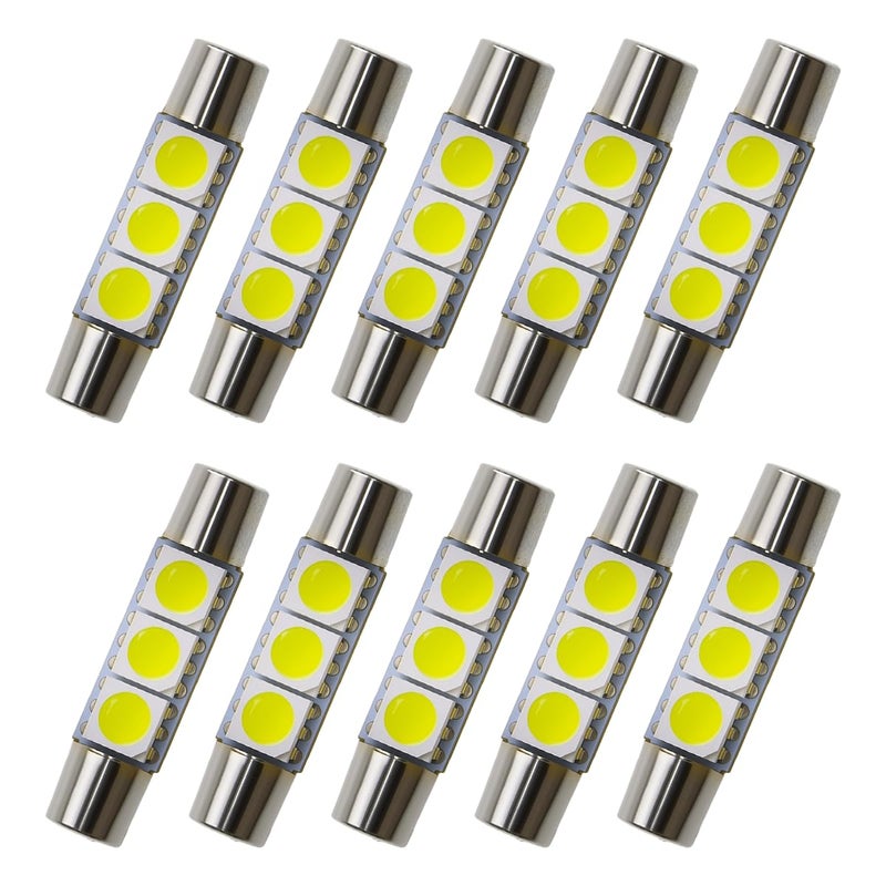 YoRise 10PCS T6 Car LED Reading Light 28mm 50503SMD 180 Lighting Sun Visor Vanity Mirror Lights Flat Head Dual Tip Plug and Play Car Roof Lights Universal Auto Lighting Replacement White - Image 3