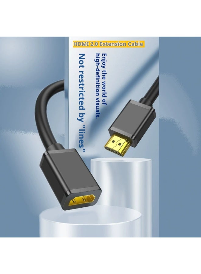 High-Speed HDMI Male to Female Extension Cable 2M – HD Video Support – Black & Gold - view 2