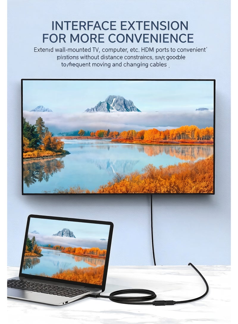 High-Speed HDMI Male to Female Extension Cable 2M – HD Video Support – Black & Gold - view 3